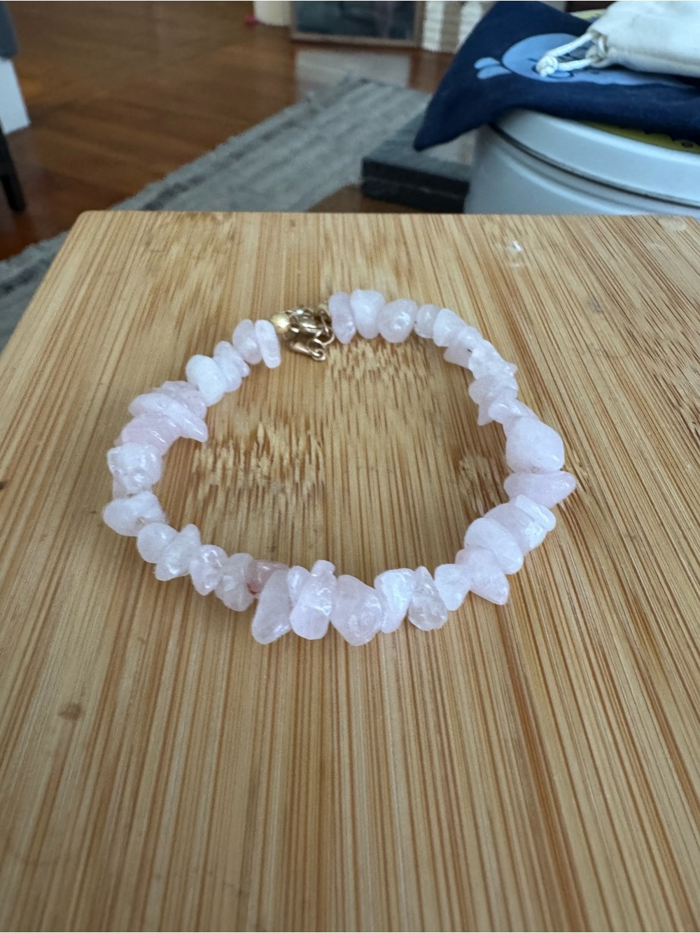 Handmade Rose Quartz Chip Bracelet - Pink Beaded Bracelet